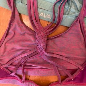 2 KIAVA Purple-Pink Heather Strappy Bra with Braided Back